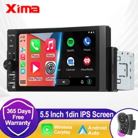 XIMA Universal 1Din HD IPS pantalla inalámbrica CarPlay Android Auto Radio de coche estéreo FM MP5 reproductor Multimedia de coche USB BT Autoradio