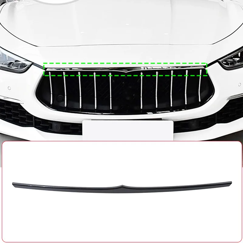 

ABS Carbon Fiber For Maserati Ghibli 2018-2024 Car Front Hood Trim Strips Grille Trim Strip Decorative Sticker Car Accessories