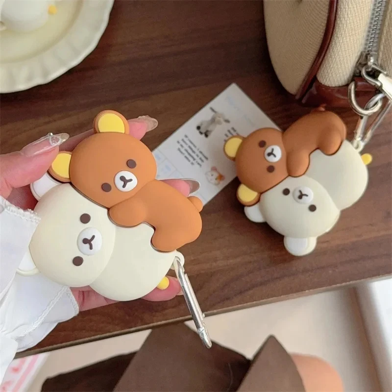 Funda For Airpods Pro 3 2025 USB-C Cover Cute 3D Cartoon Hug Rilakkuma Bear Silicone Headphone Case for Airpods 1 2 3 4 pro pro2