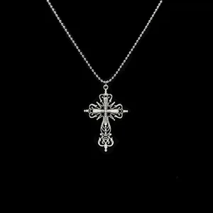 Punk Crystal Great Cross Pingente Halsketten für Frauen und Männer, unregelmäßiges gotisches Kreuz, Schlüsselbeinkette, ästhetischer Schmuck, Y2K 10 Hauptverkaufsschiffkette - №5