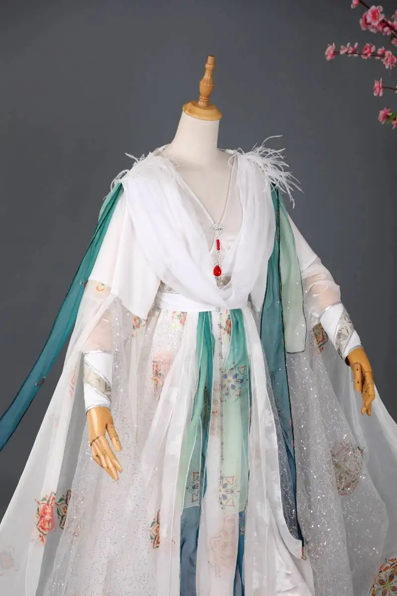 مجموعة Ruoshuifang القديمة للرجال ملابس رقص غريبة السماء الطائرة البيضاء زي الأداء القديم #4