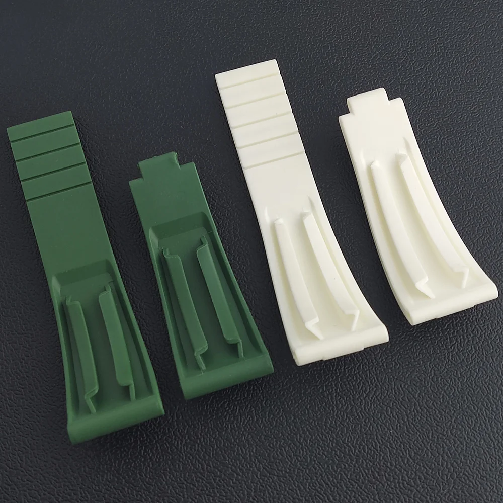 حزام ساعة منحني من السيليكون مقاوم للماء ، إبزيم معدني ، إبزيم قابل للطي ، حزام مطاطي ، 20