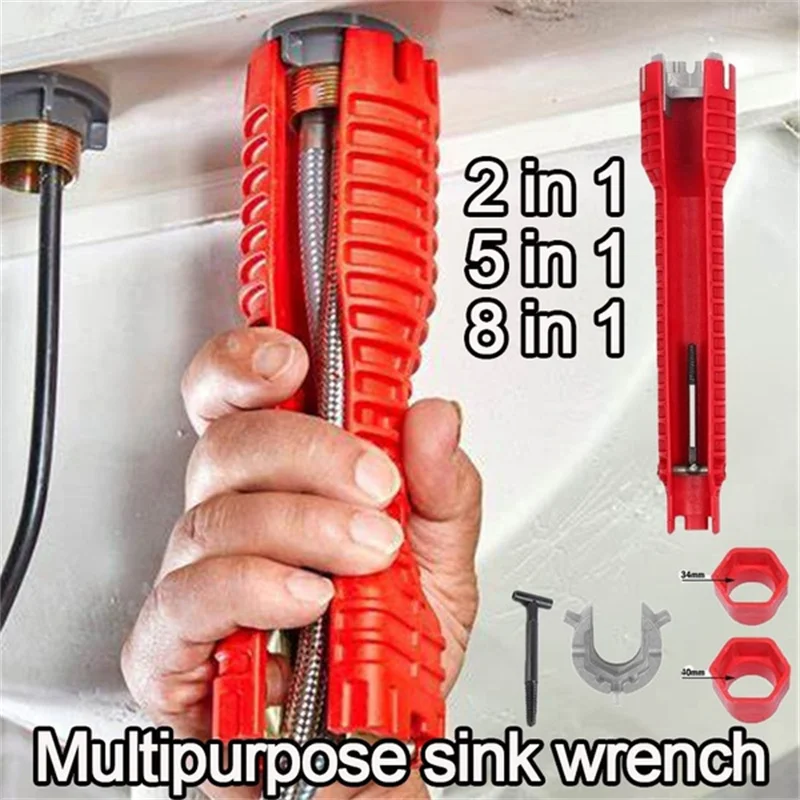 5/8 In 1 Anti-slip Sink Faucet Wrench Multifunctional Double Head Repair Wrench Water Heater Plumbing Tools Bathroom Tool Sets