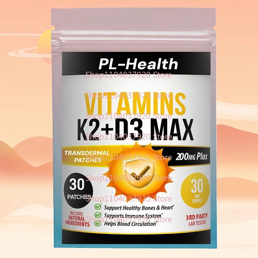 

30 Patches Vitamin K2 (MK7) with D3 Transdermal Patches - Support Strong Bones & Muscle, Calcium Absorption & Immune Health
