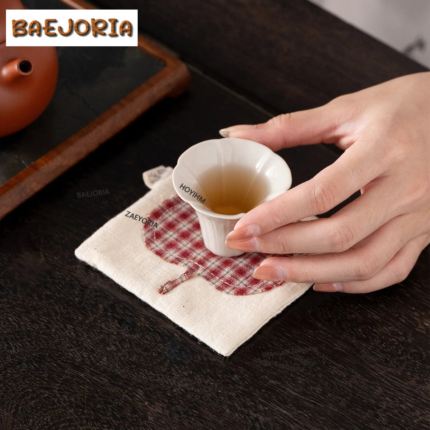 BAEJORIA Hand-sewn Cotton-linen Coasters Traditional Stand For Mugs For Coffee Cups Saucer Anti-scald Placemats Teacup Base Tea