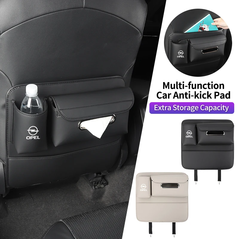 Car Seat Anti-Kick Pad Seatback Storage Bag Tissue Holder Accessories For Opel Corsa Astra Insignia Vectra Zafira Meriva Mokka G view 5