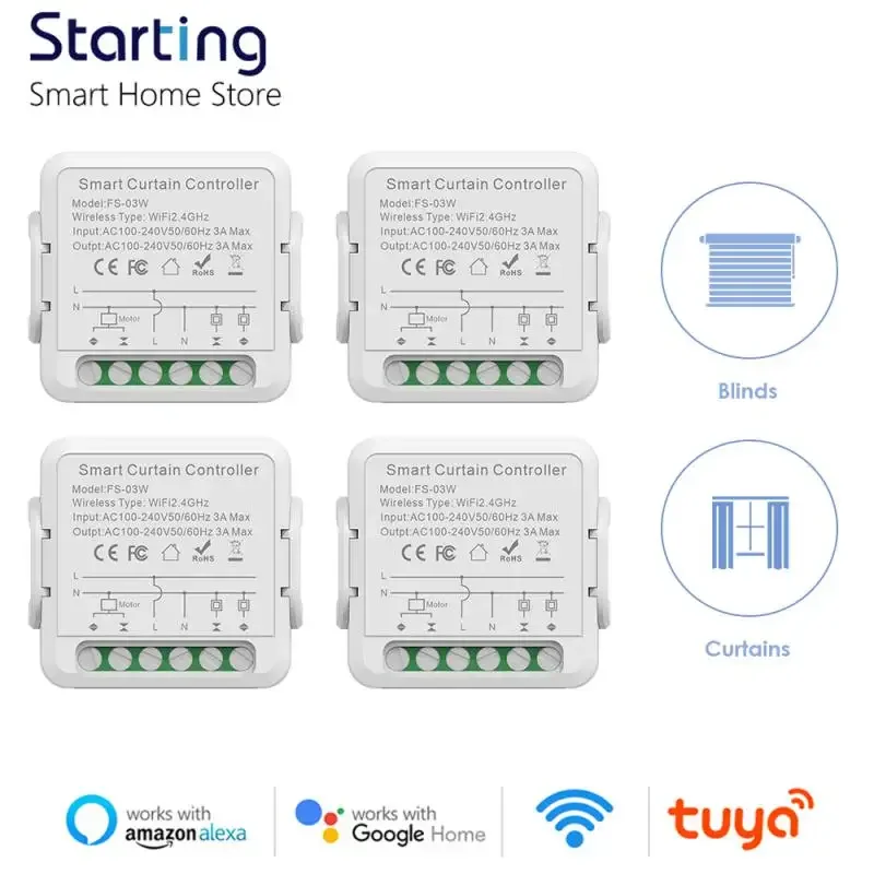 

Переключатель штор Tuya для рулонных жалюзи, двигатель, Wi-Fi, умный рулонный переключатель, переключатель дверей, работает с Amazon Alexa Google Home