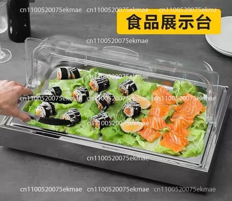 Commercial Chilled Food Display Table, Refrigerated Seafood Buffet Counter Fresh-Keeping Ice Table for Hotel Catering Restaurant
