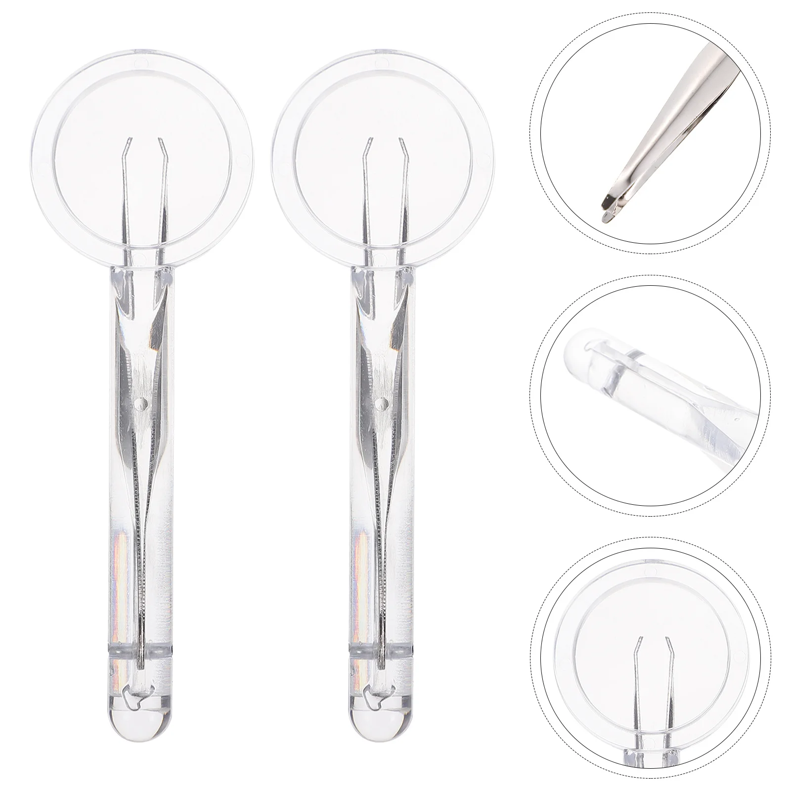 

2Pcs Multifunctional Tweezers Magnifying Glass 5x Handheld Portable Lightweight Optical Lens Repairing Tool Glass