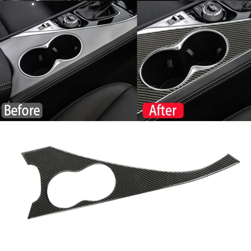 

Carbon Fiber Car Water Cup Holder Sticker For Infiniti Q50 2014-2018 2019 Accessories Auto Center Console Gear Shift Panel Trim