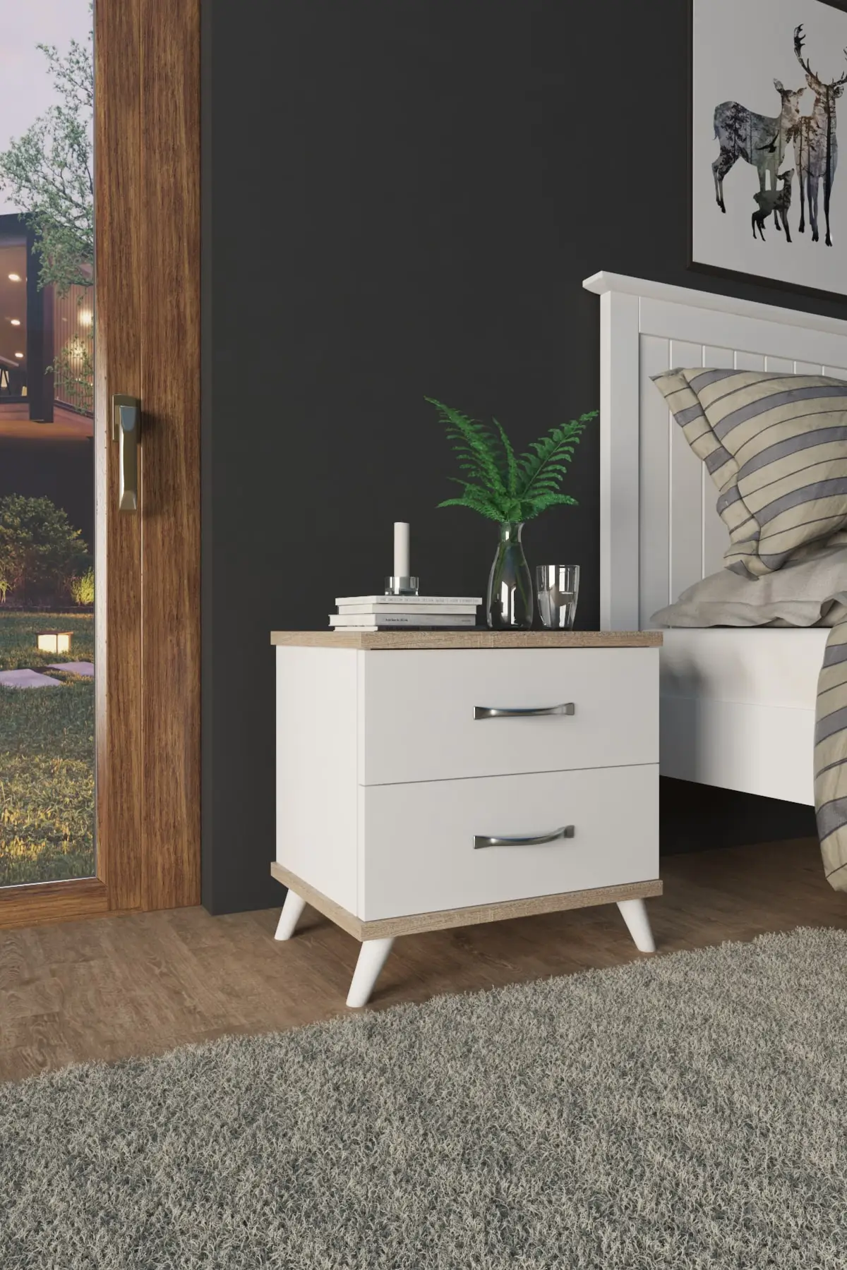 

Double Drawers White Dresser Bedroom Home Decoration