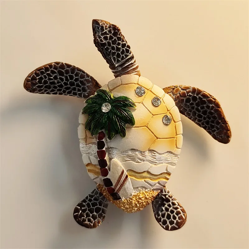 Maldives three-dimensional turtle coconut tree beach chair travel souvenir decoration magnetic fridge magnet resin material