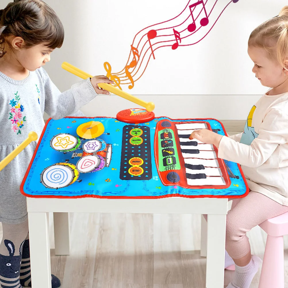 2 -in-1 Music Mat Game Blanket Drum Carpet That Speaks Crawling Piano Key Cloth Preschool Toys Keyboard Play