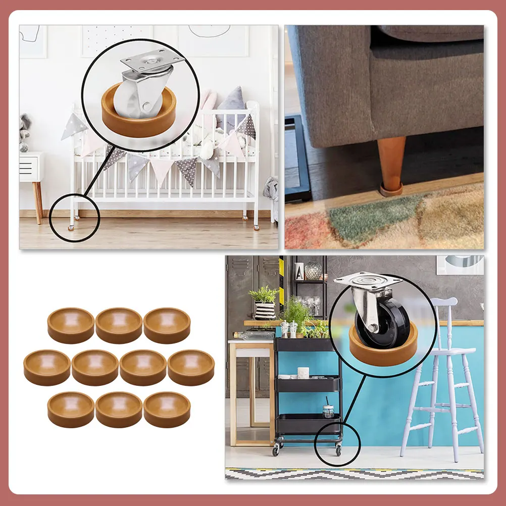 

10 Pcs Non-slip Coaster Footrest Protector Pad Mat Piano Floor Cushions Brown Furniture Anti-slip Pads