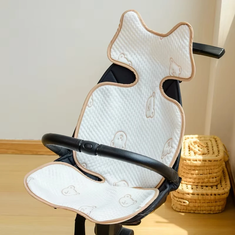 Подушка на тележке из ткани ледяного шелковистого волокна, дышащий детский коврик для стульчика на все сезоны, летний охлаждающий коврик, который можно стирать в машине