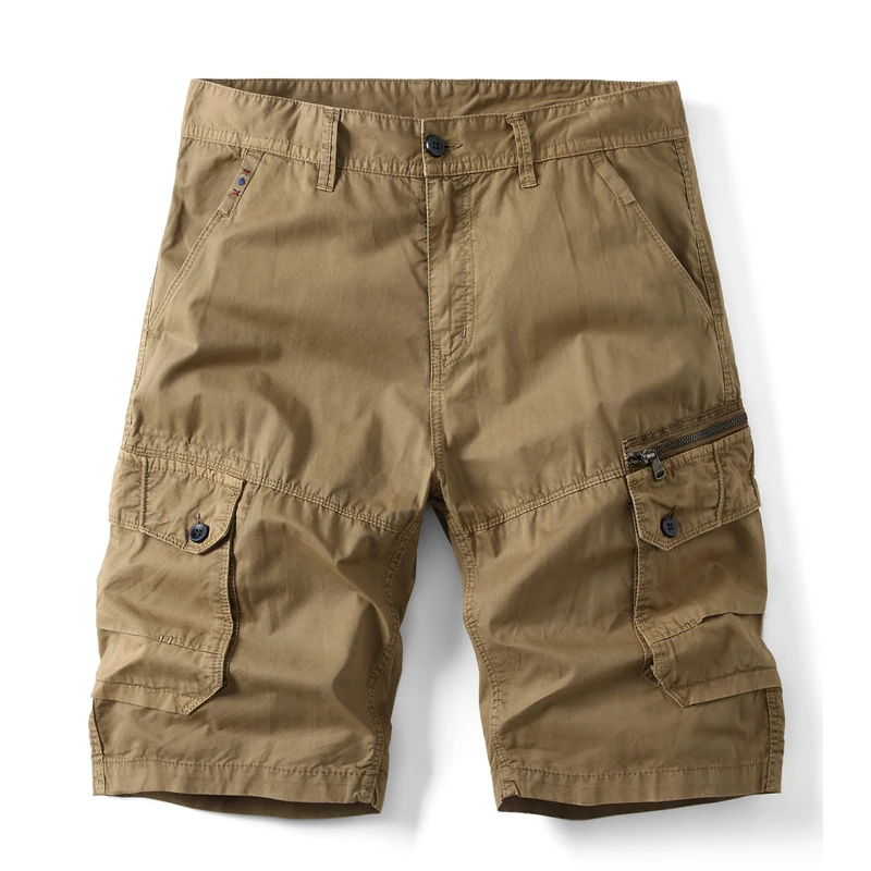 Short Cargo tactique pour hommes, kaki, survêtement, en coton, décontracté, ample, longueur aux genoux, nouvelle collection été 2025