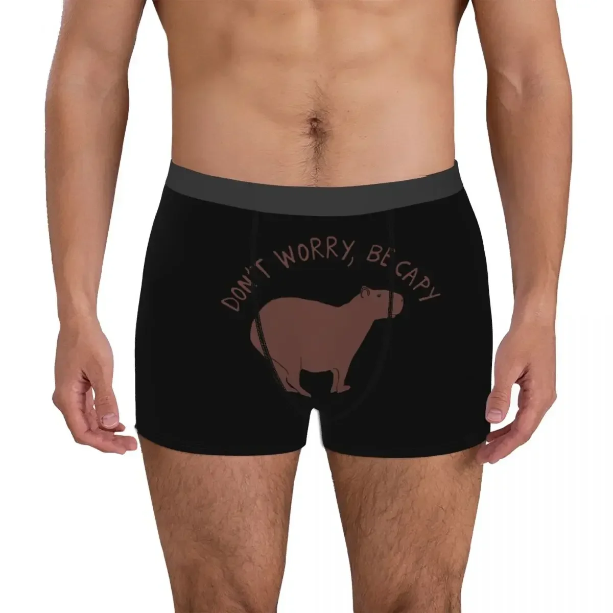 Men Boxer Shorts Panties Funny Animals Capybara Mid Waist Underwear Male Funny Underpants Spandex Polyester Animal