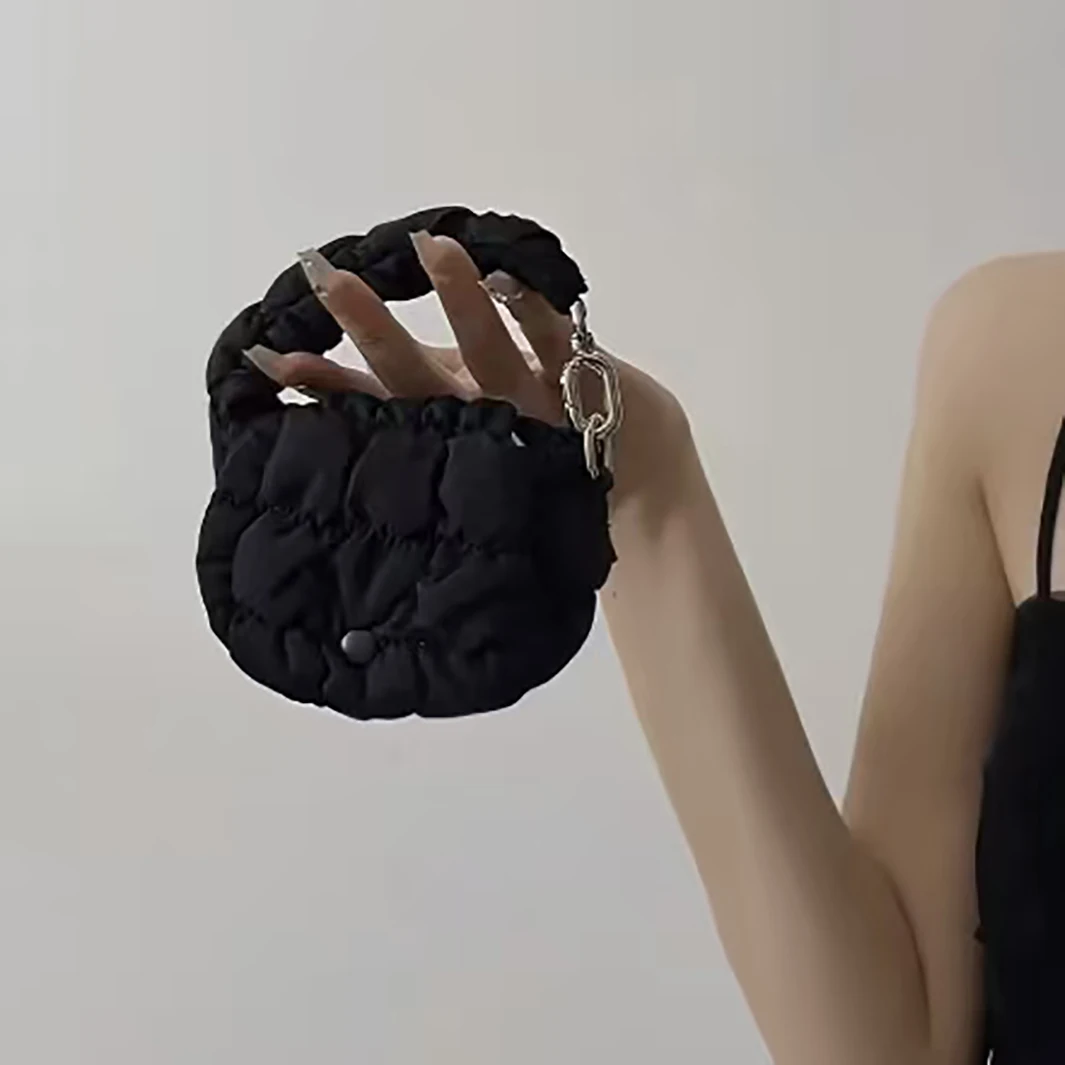 

Мини-сумка Edgy Black Mini Cloud Waist Pack Легкая однотонная безопасная застежка на пуговицы с декоративным портмоне и сумкой для наушников