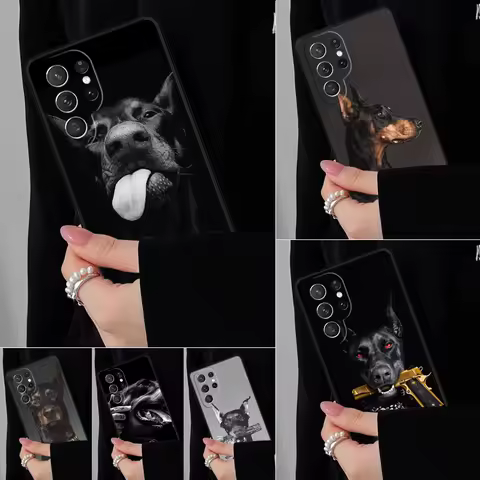 Doberman Pinscher Dog Phone Case For Samsung Galaxy S25 S24FE S23 S22 S21FE S20 S10 Plus Ultra Note20 10Pro Soft Black Cover