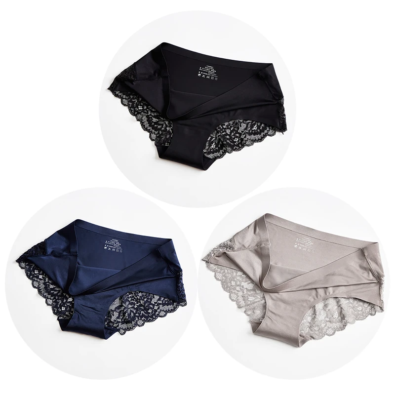 TrowBridge 3 Teile/satz Damen Höschen Exquisite Spitze Unterwäsche Sexy Dessous Große Größe Süße Seide Satin Slips Weiche Gemütliche Unterhose