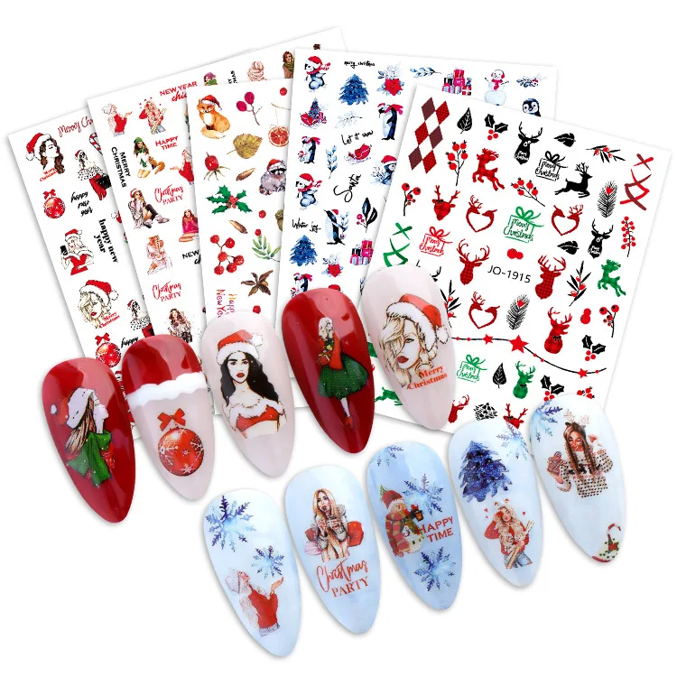 Factory Sale Christmas Nail Sticker For Manicure Art With Self Adhesive Foil 500packs/Lot Free Shipping