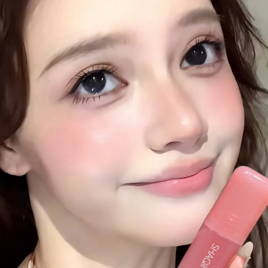 أحمر خدود سائل أحادي اللون باللون الخوخي الوردي يضيء الشفاه والخد ثنائي الاستخدام غير لامع طبيعي أحمر الخدود مكياج سهل اللطخة السائلة #3