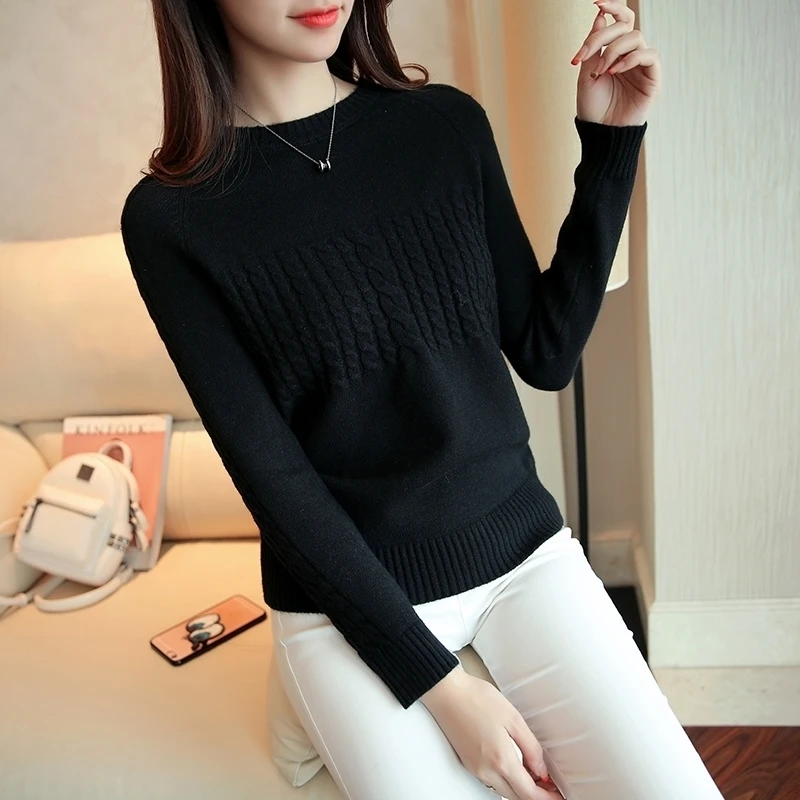 

New Women Autumn Clothes Female Solid Round Neck Sweater Jumper Ladies Long-sleeved Knitted Pullovers Shirt Tops G15