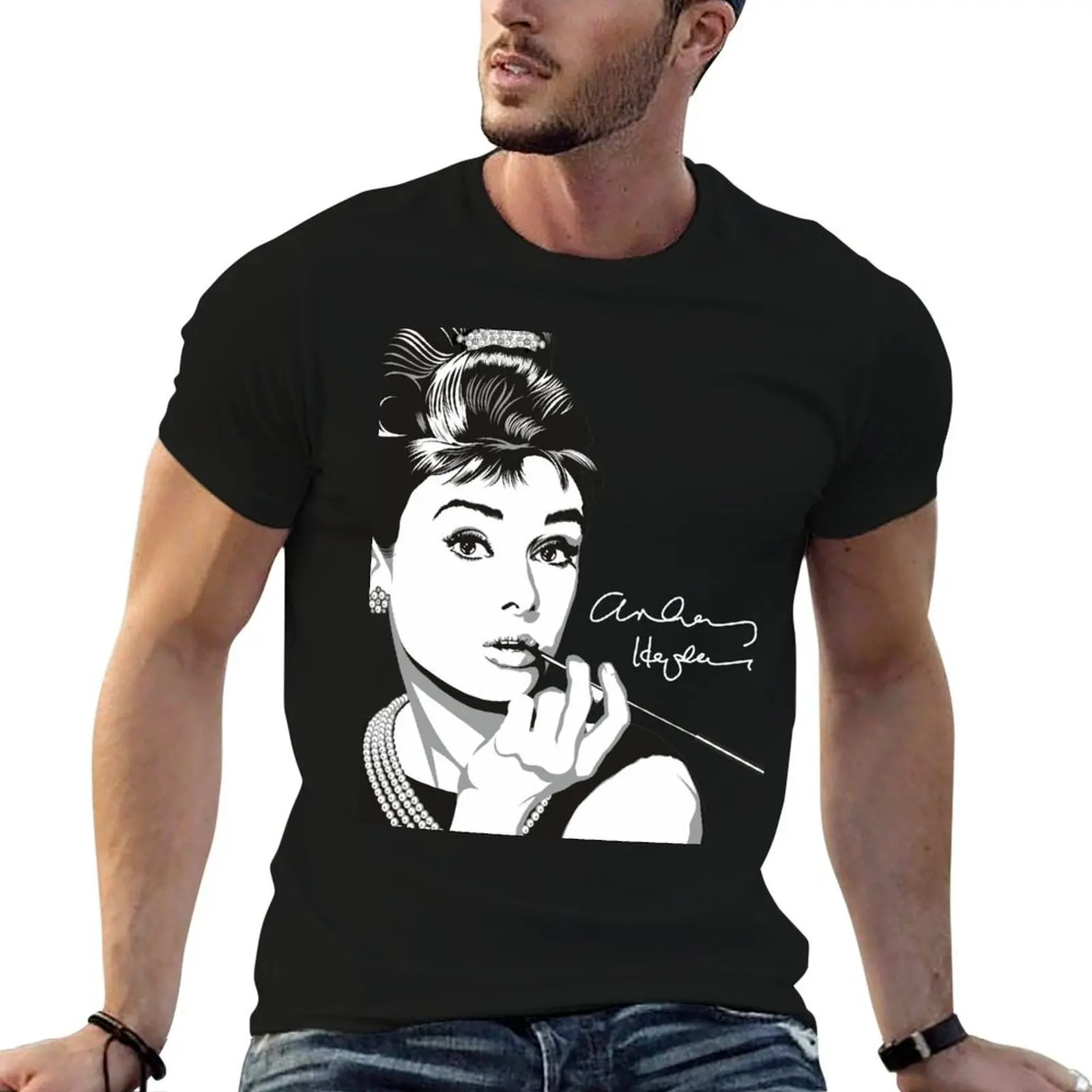 

Audrey Hepburn actress T-Shirt cotton t shirt pack man t shirts for men T-Shirt