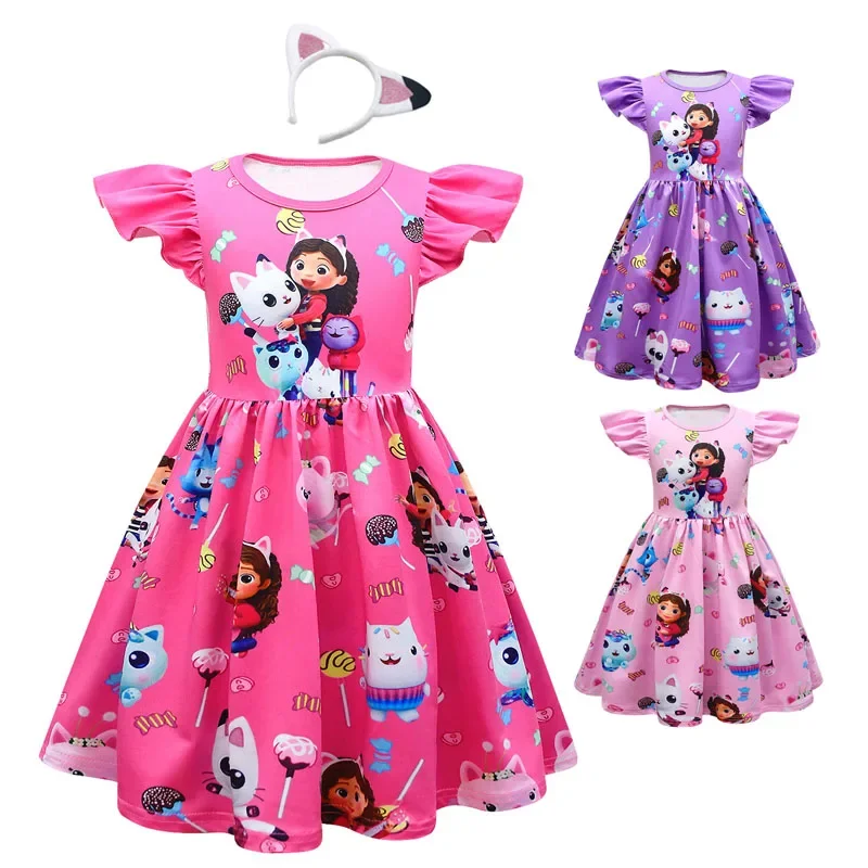 Kids Clothes Gabby Cats Short Sleeve Dress Toddler Girls Gabbys Dollhouse  Birthday Party Dress Baby Girls Dress Vestidos