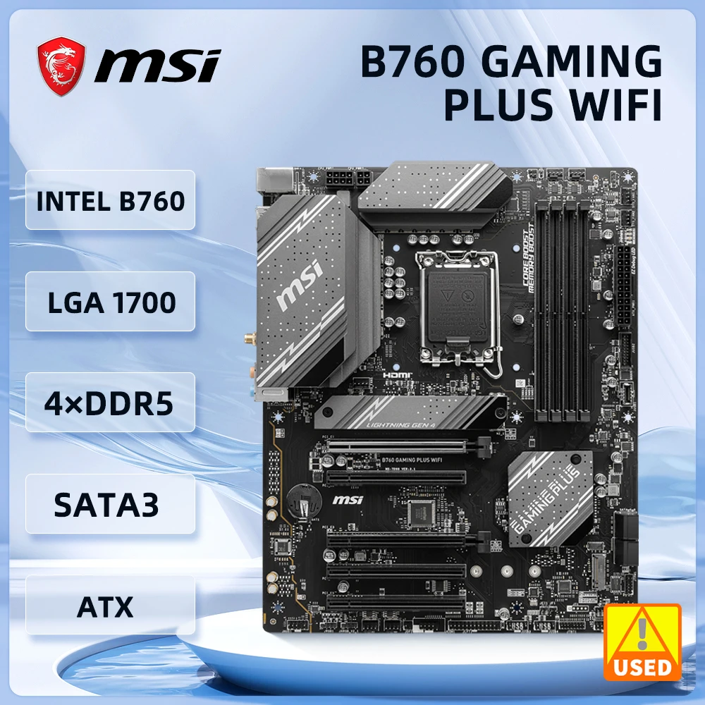 MSI B760 GAMING PLUS WIFI Motherboard  INTEL B760 LGA 1700 support 14900 14700 14600 13500 12700 12100 cpu  DDR5  256GB M.2 ATX