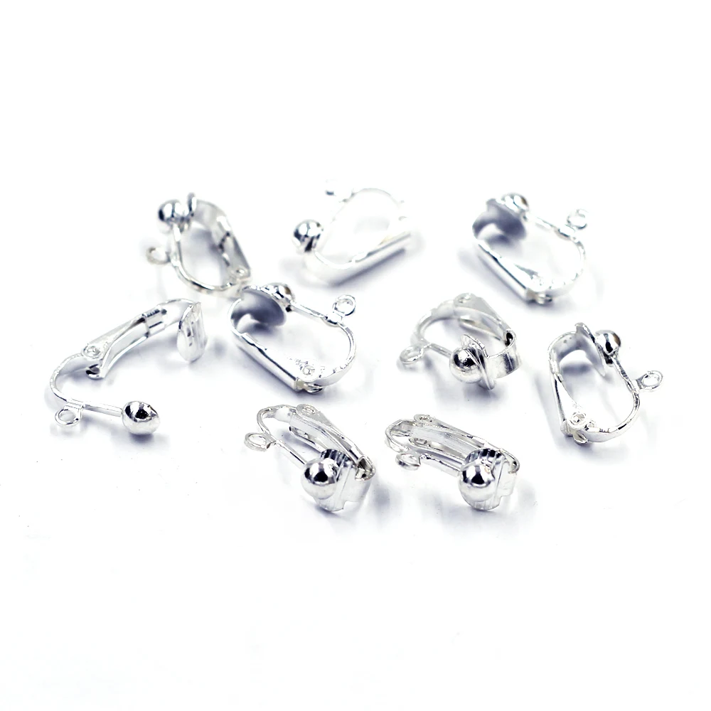 50Pcs Silver Plated Copper Earring Clips Loop Jewelry Making Findings 16x13mm