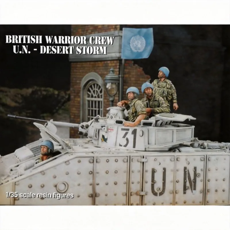

1/35 Die Cast Resin Model Figure Kit British Warrior/Scorpion Crew Desert Storm Unassembled and Unpainted Miniature Toy