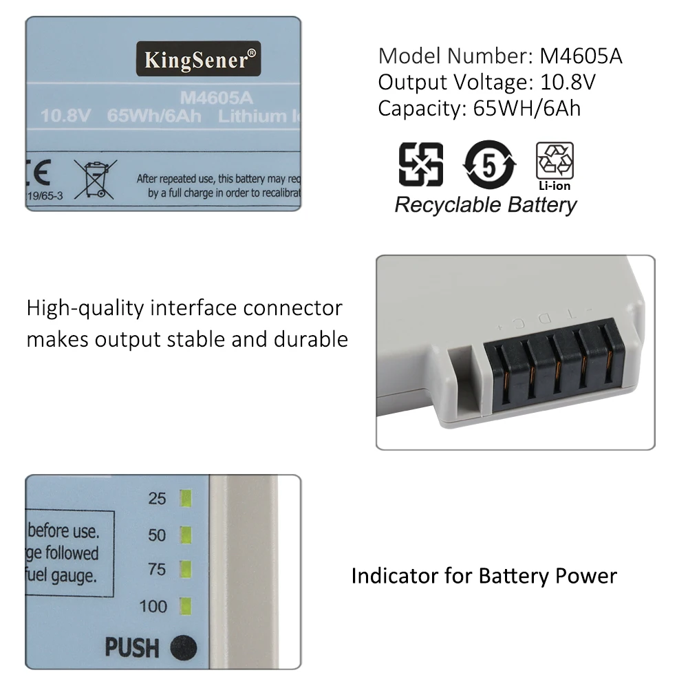 Imagem -05 - Bateria de Substituição Kingsener para Monitor Philips M4605a Mp20 Mp30 Mp40 Mp5 Mp60 Mx450 Mx500 Mx550 M8100 M8001a M8002a 65wh