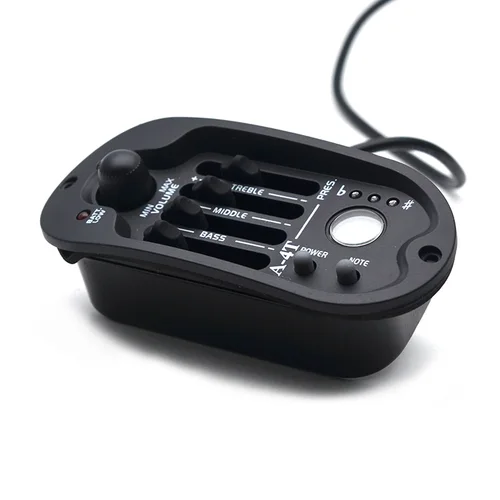 Imagen 2 del producto Preamplificador de guitarra acústica EQ ovalado de 4 bandas A-4T con sintonizador de procedimiento Digital redondo 98x44,5mm ecualizador pastilla de guitarra aceite de goma