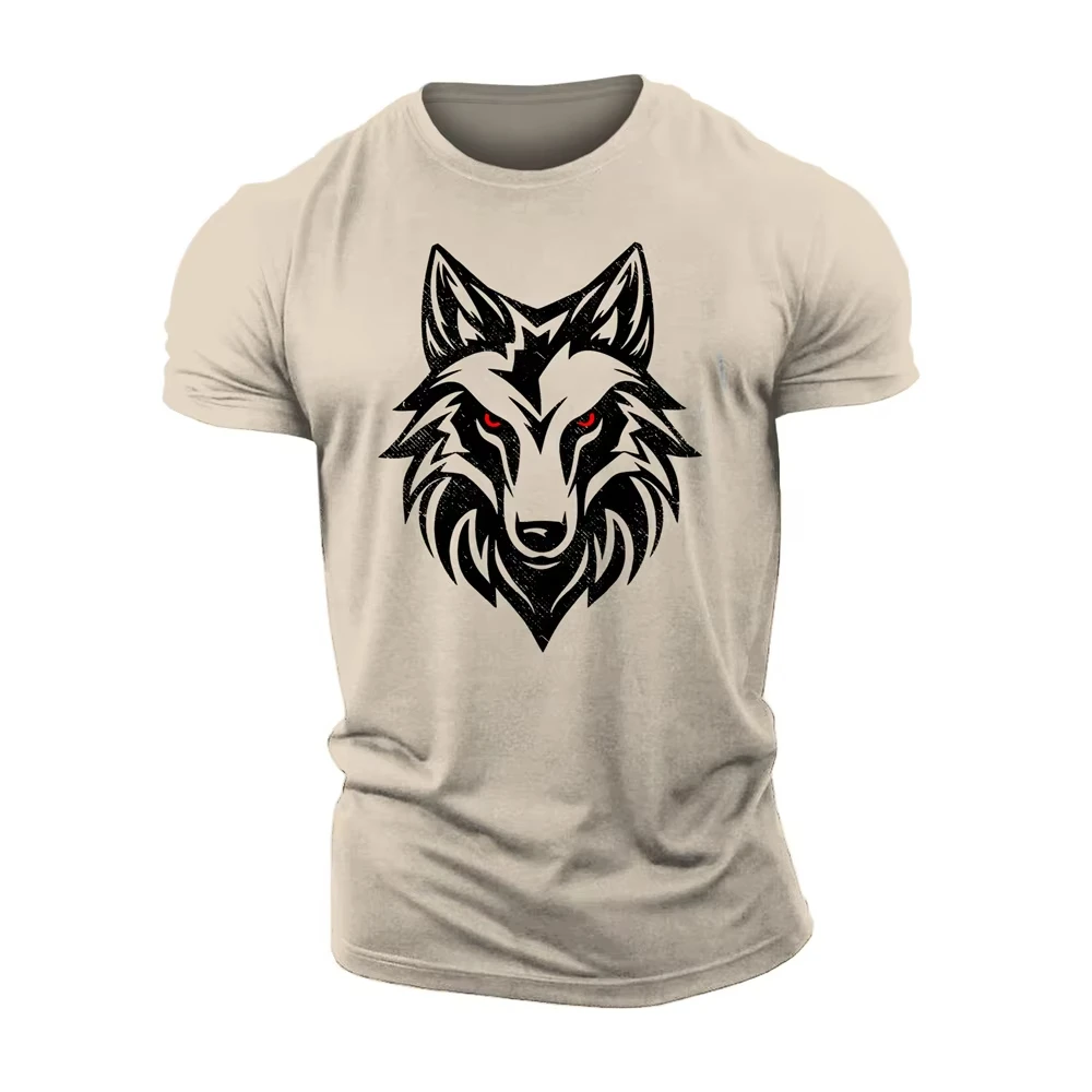 

3D Printing Untamed Wolf Red Eyes Drip Gym T-Shirt High Quality Cotton Casual Men Short Sleeves Top Muscle Man Tough Guy Tshirt