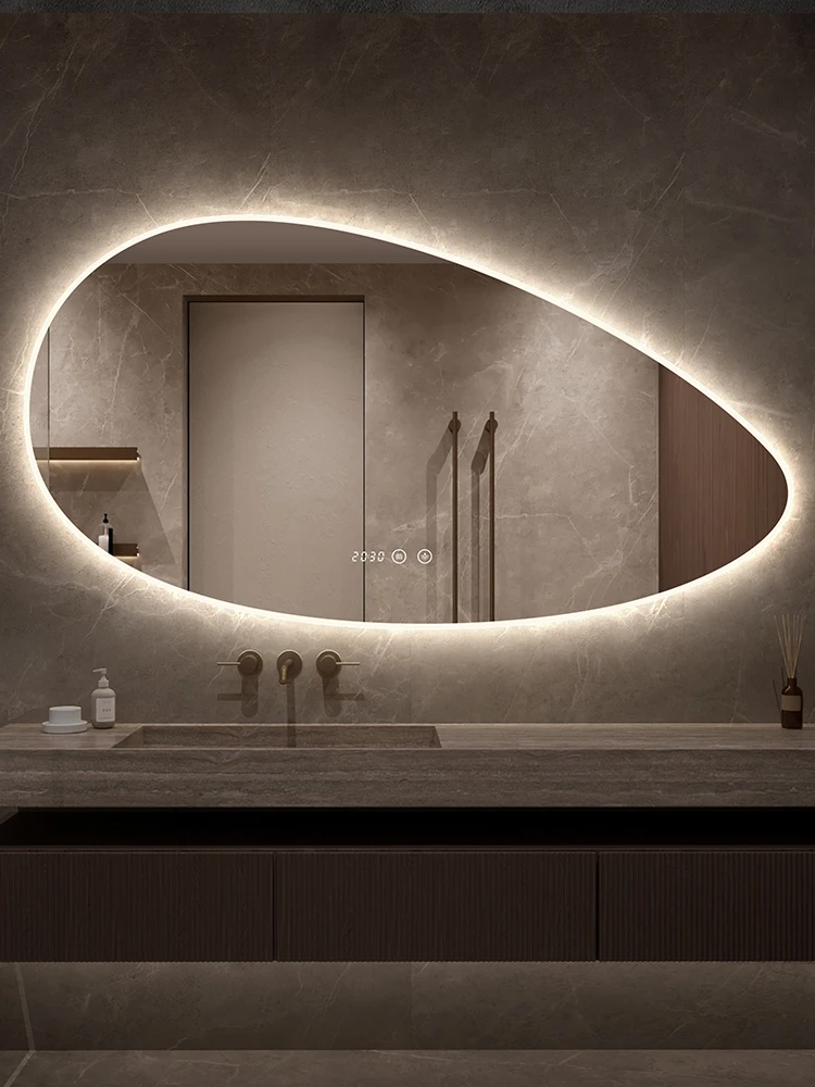 Special-shaped anti-fog led irregular intelligent bathroom mirror wall dressing and washing table