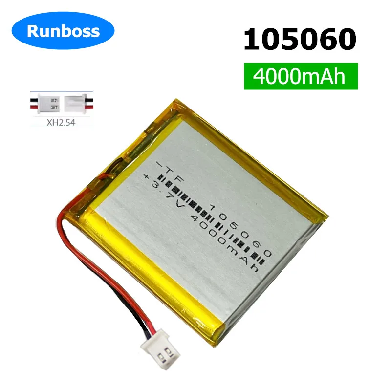 105060 3.7V 4000mAh 2.54mm 2pin Polymer Lithium Rechargeable Battery For Power Bank GPS Locator LED Light Universal Tablet PC