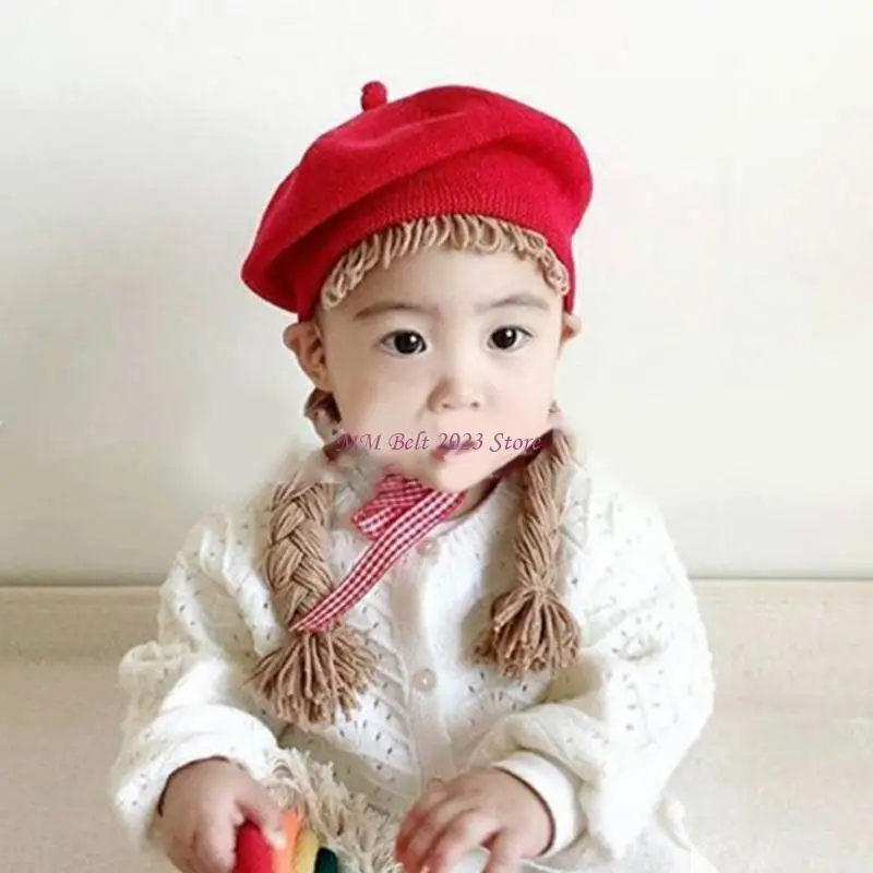 49ME شعر مستعار تأثيري قبعة قبعة قبعة ل ث/ضفائر شعر الصوف حجم عالمي لفتاة بنين زي حفلة التصوير الدعائم الشتاء #2