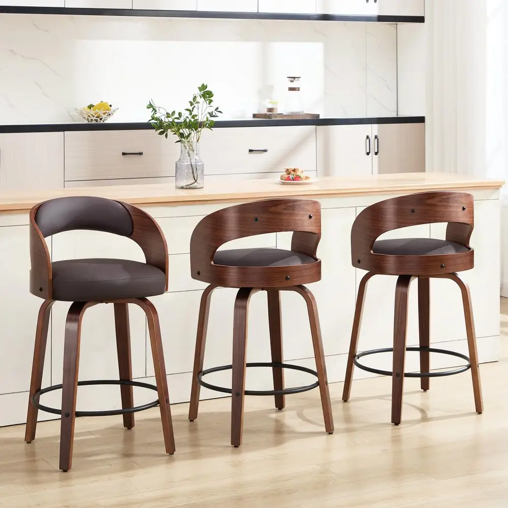 

Modern Leather Bar Stools Swivel amp HeightAdjustable Bar Chairs with Footrest, Ergonomic Design for Kitchen Island, Home amp C