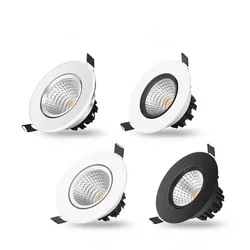 Downlights LED embutidos reguláveis para casa, luzes de teto COB, projetores de ângulo ajustável, 5W, 7W, 9W, 12W, 15W, 18W, 20W, AC90-260 V, CRI90