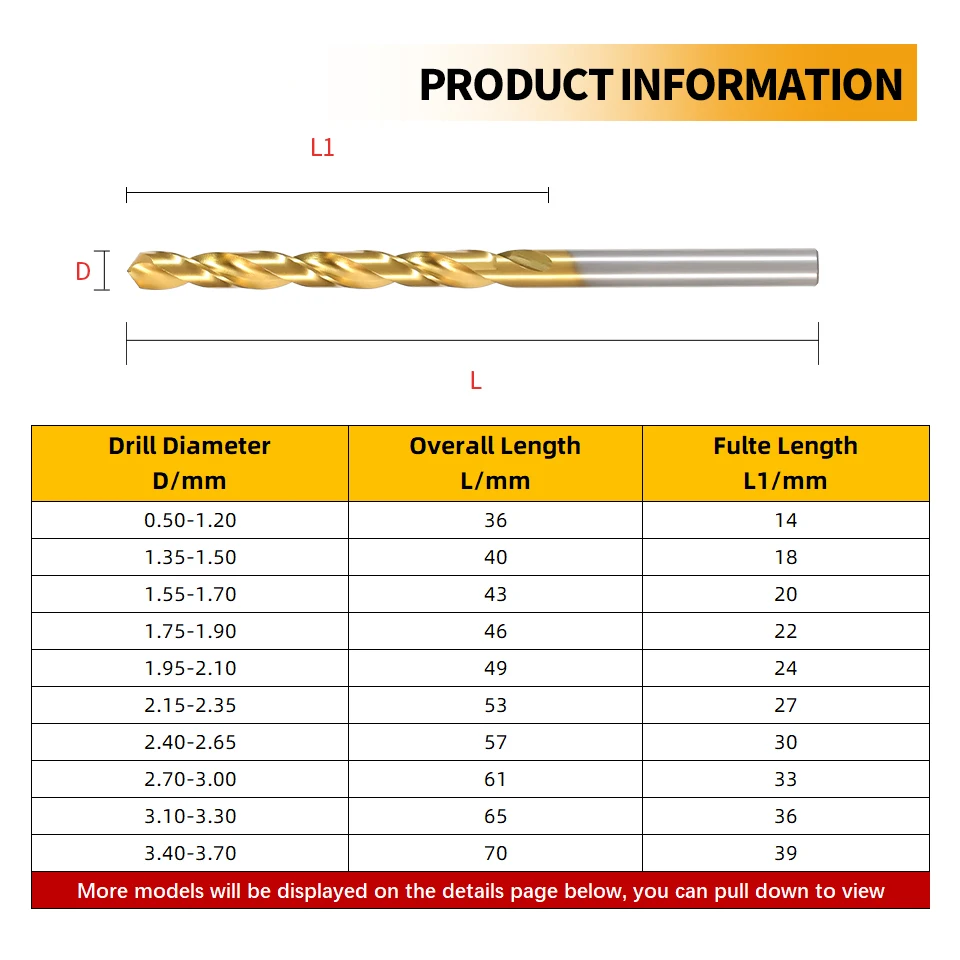 RIGTIP HSS broca helicoidal perforación de titanio juego de herramientas de acero inoxidable 6542 de alta calidad taladro de acero inoxidable de Metal 1,0-13,0mm