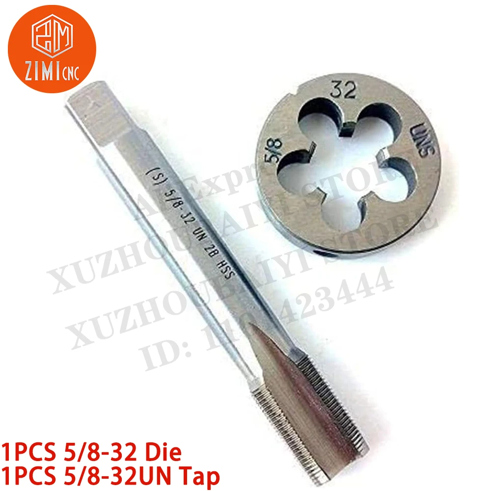 

1PCS 5/8-32 Die 1PCS 5/8-32UN Tap Machine Thread Tap Round Thread Die Right Hand HSS Taper CNC tools metal lathe cutting tools