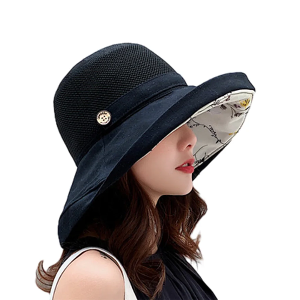 Sun Hat Collapsible Fisherman’ Hats Mesh Wide Brim Cap Protector Fashionable Breathable Solid Color for Beach Headwear