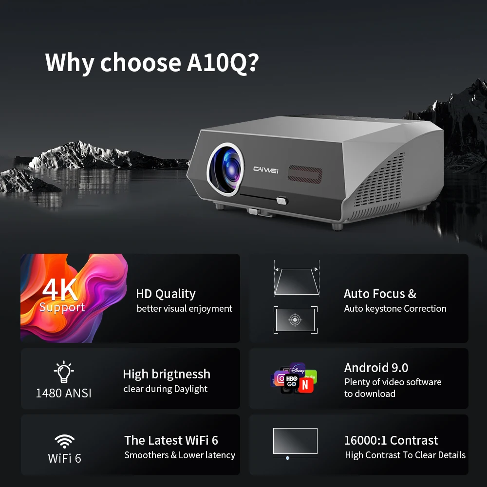 Datashow Projetor 4k 80000 lumens Android WIFI Auto Focus Keystone Correction 1080P Full HD Video Daylight  Beam Proyector 빔프로젝터