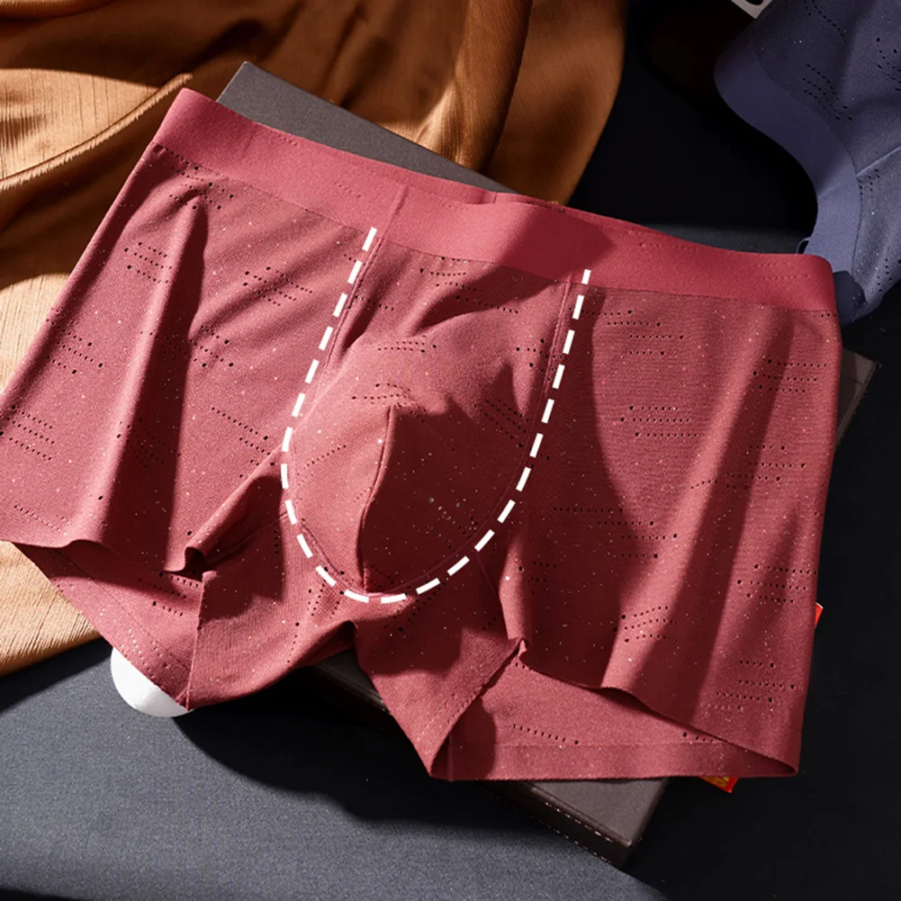 

Men Fine Fashion Gay Mesh Underwear Solid Mid Rise Boxer Shorts Comfortable Panties Sexy Torys For Man Trunks Men's Underpants