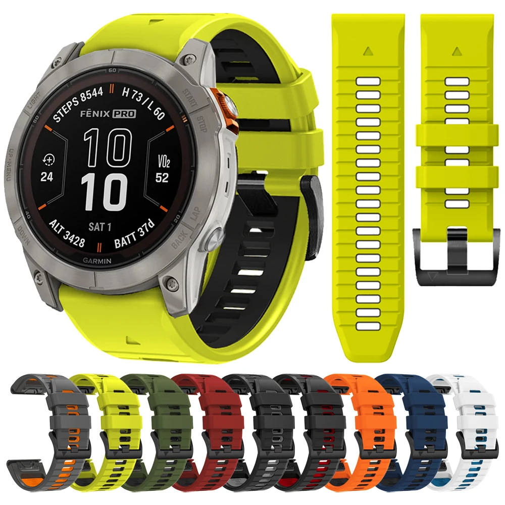 

QuickFit 26 мм 22 мм двухцветный силиконовый ремешок для Garmin Fenix E 8 7X 7 6 6X/Epix Pro Gen 2 51 мм 47 мм/Tactix ремешок для часов аксессуары