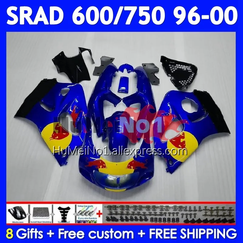 Body For SUZUKI SRAD GSXR 750 600 GSX-R600 Yellow red 101No.5 GSXR750 GSXR600 96 97 98 99 00 1996 1997 1998 1999 2000 Fairing