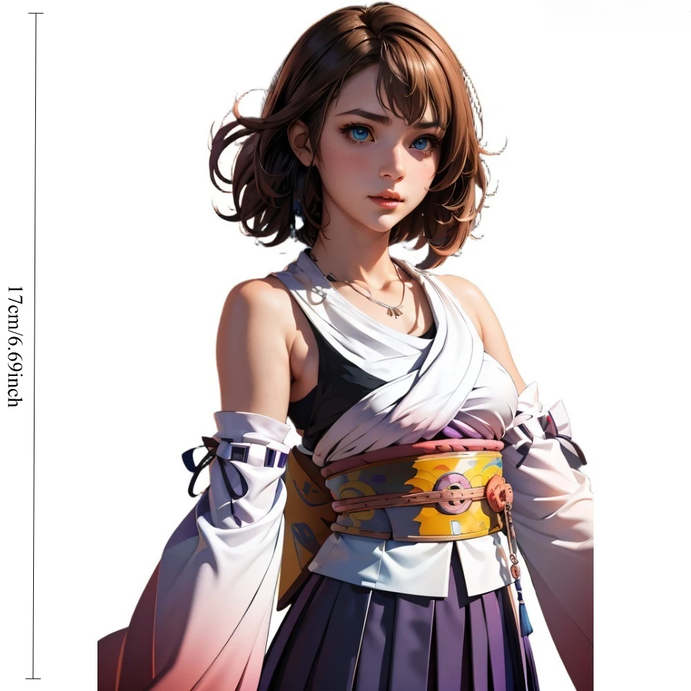 Yuna Traditional Japanese Clothing Anime Girl Vinyl Sticker 17cm, Weatherproof Decal for Car Motorcycle Helmet Laptop Window