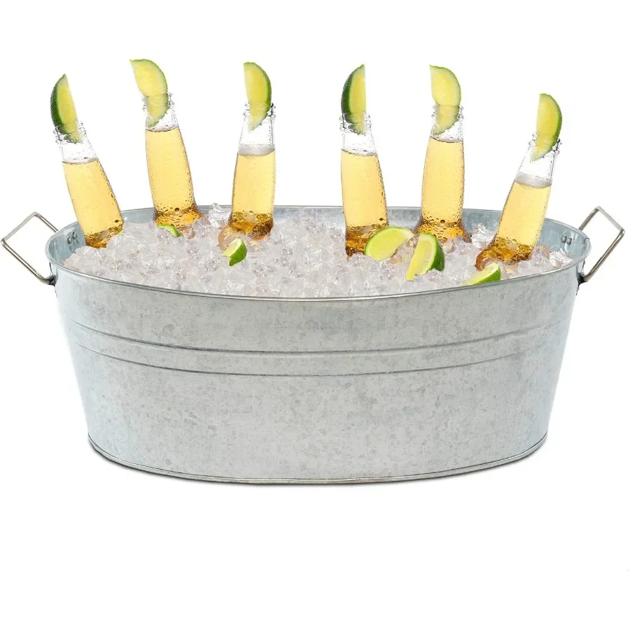 

Оцинкованная ванна для напитков емкостью 2,5 галлона, многофункциональное ведро для льда, ванна для напитков для вечеринок, мероприятий и домашнего декора, декор фермерского дома 1.