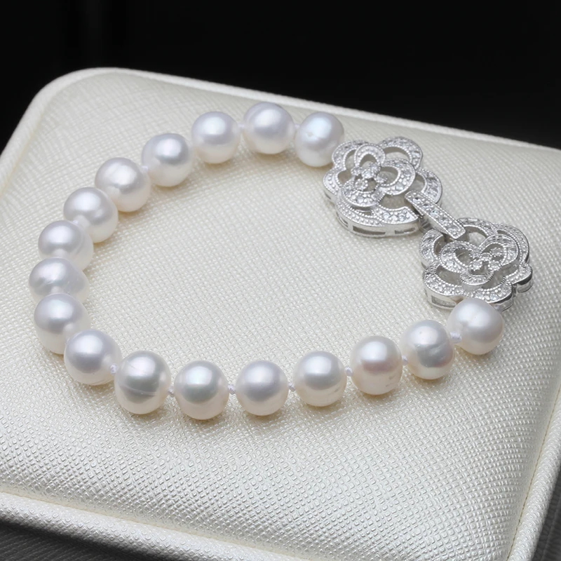 

Natural Freshwater Pearl Bracelet For Women,Real Pearl Strand Bracelet Wedding Bride Present Pulseras Plata 925 Para Mujer